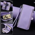 thumbnail image 6 of TECH CIRCLE for Galaxy S24 FE Case 6.7" 2024 Release, Classic Flip Wallet Case with Card Slots & Cash Pocket & Zipper Pocket, PU Leather Protective Fold Cover with Shoulder Strap & Lanyard, Purple, 6 of 6