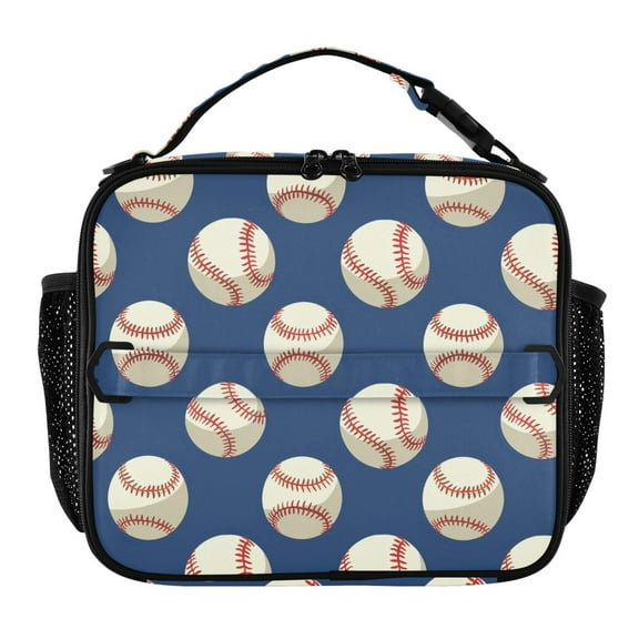 ALAZA Baseball Blue Lunch Box Insulated Lunch Bag Cooler Tote with Shoulder Strap