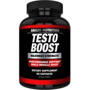 Arazo Nutrition TestoBoost Test Booster Supplement - Potent & Natural Herbal Pills - Boost Muscle Growth - Tribulus, Horny Goat Weed, Hawthorn, Zinc, Minerals - 90 Capsules