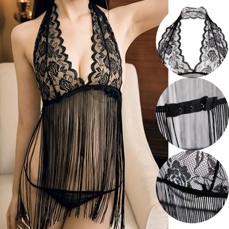 

Juebong Underwear for Women Clearance Under $10.00 Lingerie for Women Sexy Naughty Lace Satin Sleepwear Babydoll Lingerie Nightdress Tassel G-String Black Free Size
