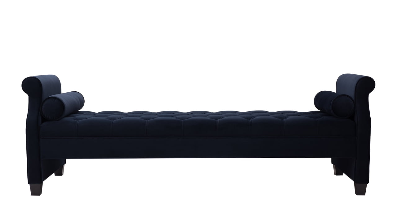 Eliza Roll Arm Sofa Bed with Bolster Pillows, Dark Navy Blue