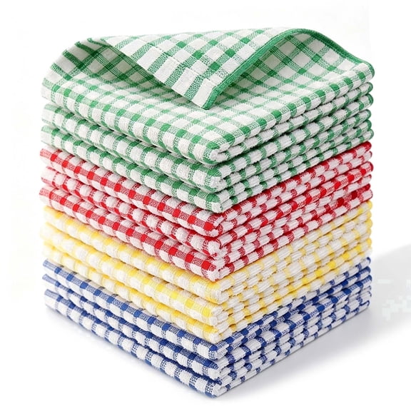 12 Packs Kitchen Dishcloths, 12 x 12 Inches Super Soft and Absorbent Dish Rags, 100% Cotton Dish Towels for Dish Washing, Cotton Quick Drying Kitchen Dish Towels, Multi-color