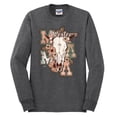 thumbnail image 2 of Wild Bobby Western Ma Steer Pink And Grey Distressed Pop Culture Men Long Sleeve Shirt, Heather Black, X-Large, 2 of 6