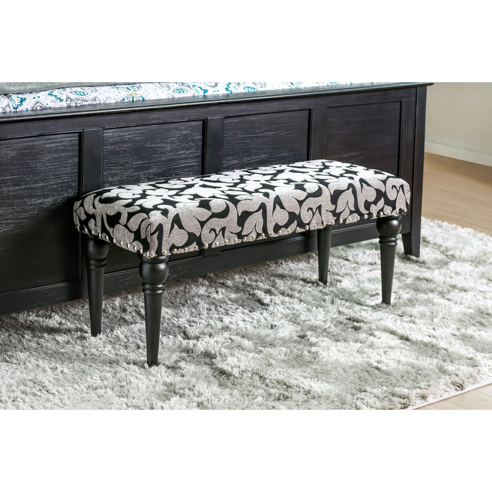Furniture of America Krin Contemporary Upholstered Dining Bench, Black