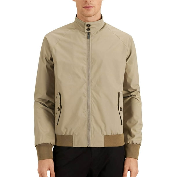 Ceisia Men's casual solid color stand collar zipper button-down coat Gift pocket long sleeve outerwear
