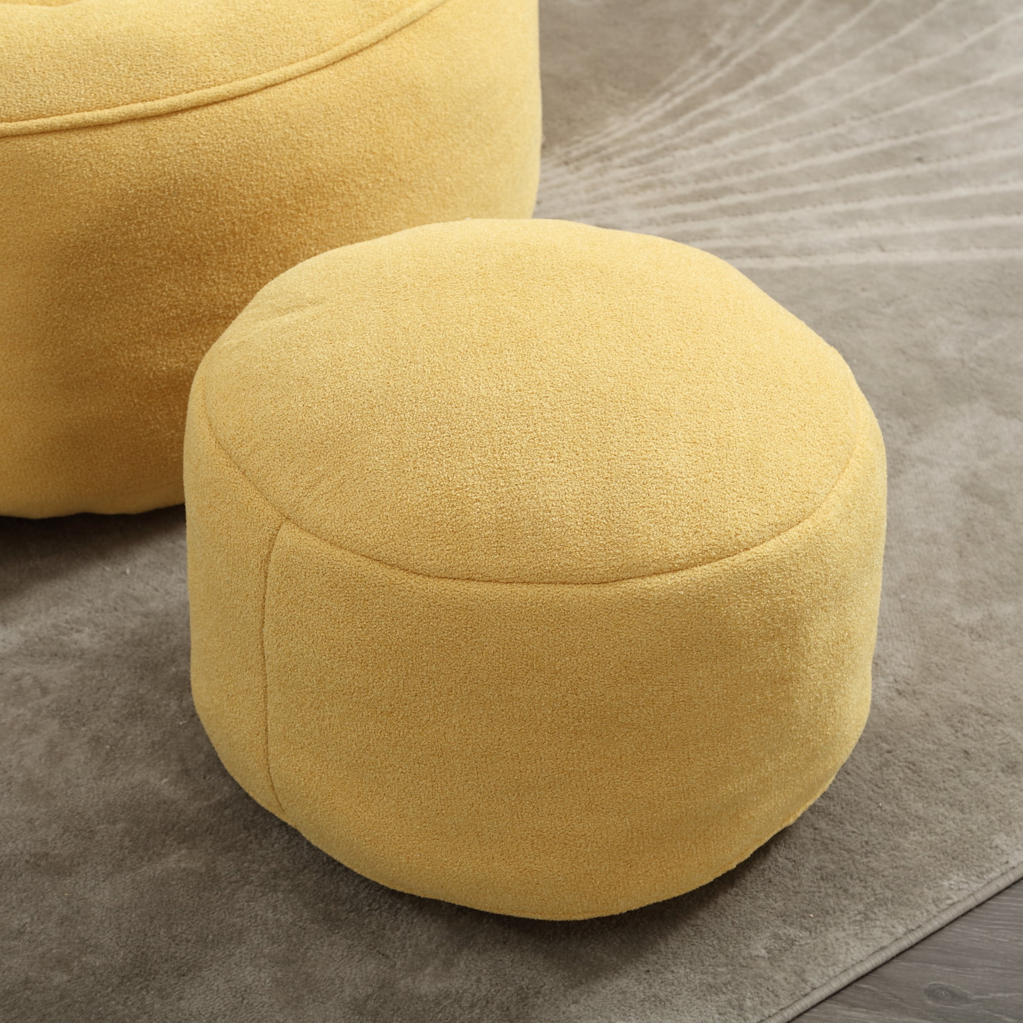 Bean Bag Chair With Footrest,Oversize Lazy Sofa Set with Ottoman,Upholstered Accent Chair Armchair for Adults & Kids,Yellow