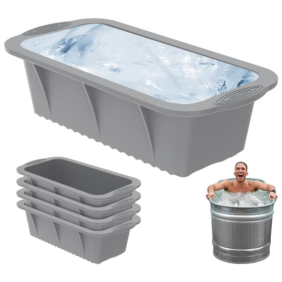 Large Ice Block Mold 5 Pack 2.43lbs Cubes for Cold Plunge or Cooler Reusable Silicone Ice Mold for Bath Chiller Camping Picnic