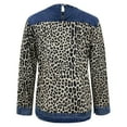 thumbnail image 5 of Women's Sweatshirt Casual Leopard Print Spliced Denim Round Neck Loose Pullover Oversized Sweatshirt for Women, 5 of 5