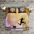 thumbnail image 3 of Ambesonne Adventure Quilted Bedspread Set 3 Pcs, Cat Silhouette Full Moon, Queen Size, Multicolor, 3 of 3