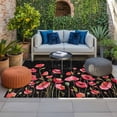 thumbnail image 2 of Red Poppy Outdoor Rug for Patio/Deck/Porch, Non-Slip Large Area Rug 6 x 9 Ft, Spring Summer Flowers Botanical Black Indoor Outdoor Rugs Washable Area Rugs, Reversible Camping Rug Carpet Runner, 2 of 8