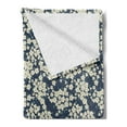 thumbnail image 2 of Floral Soft Flannel Fleece Throw Blanket, Vibrant Little Blossoms Flourishing Garden Feminine Flora Graphic Art, Cozy Plush for Indoor and Outdoor Use, 50" x 70", Night Blue Ivory, by Ambesonne, 2 of 5