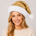 thumbnail image 6 of Sakuulaan Sequin Santa Hats for Adults, Double-Layer Faux Fur Christmas Party Hat, 6 Colors, One Size, 6 of 9