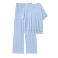 thumbnail image 2 of MINTREUS Lounge Sets for Women Plus Size Pajamas Knit pjs Short Sleeve Tops and Long Pants Soft Comfy 2 Piece Pajama Set, 2 of 10