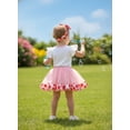thumbnail image 4 of Happy Town Baby Girl 1st Birthday Outfit Sleeveless Romper Tulle Tutu Skirt with Headband Toddler Girl Clothes Set, 4 of 9