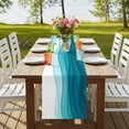 thumbnail image 4 of Ombre Teal Waves 120 Inch Table Runner, Abstract Art Gradient Modern Farmhouse Dresser Scarf Cotton & Linen Tablerunner for Dining/Kitchen Island/Holiday Party Décor 13" x 120", 4 of 9