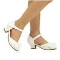 thumbnail image 6 of Gubotare Shoes for Girls Girls Toddler/Little Kid Dress Shoes with Heels Bow Party Wedding Princess Shoes (White,Big Kids 1), 6 of 9