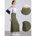 thumbnail image 2 of DARING DIVA Women's High Waisted Long Skirt Slit Bodycon Knit Pencil Skirt 3XL Army Green, 2 of 6