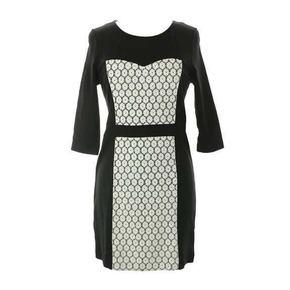 kensie dove combo contrast /-sleeve ponte sheath dress l