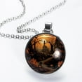 thumbnail image 2 of Halloween Cemetery Elegant Glass Circular Pendant Necklace - Stylish and Trendy Jewelry for Women, 2 of 5