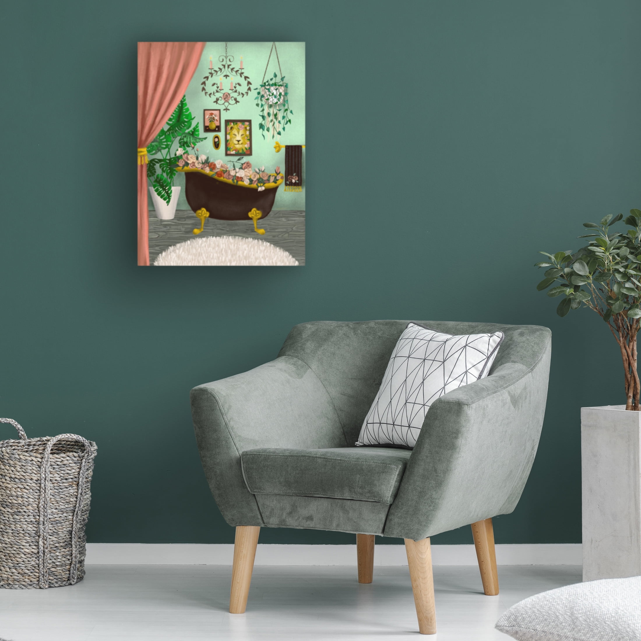 Canvas Wall Art - Christine Rotolo 'Fancy Rose Bathroom' Wall Art for Living Room, Bedroom, or Office Décor by Trademark Fine Art - 18 x 24 Inches