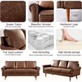 thumbnail image 3 of XIZZI 74" Living Room Convertible Sofa 3 Seater Sofa Couch Lounge-Suede Fabric,Brown, 3 of 6