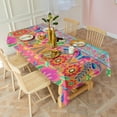 thumbnail image 3 of Colorful Pioneer Flower Pattern Rectangle Tablecloth 60"x120",Waterproof Polyester Rectangle Table Cloth, Wipeable Spillproof Polyester Tablecloth for Dining, Camping, Indoor and Outdoor, 3 of 6