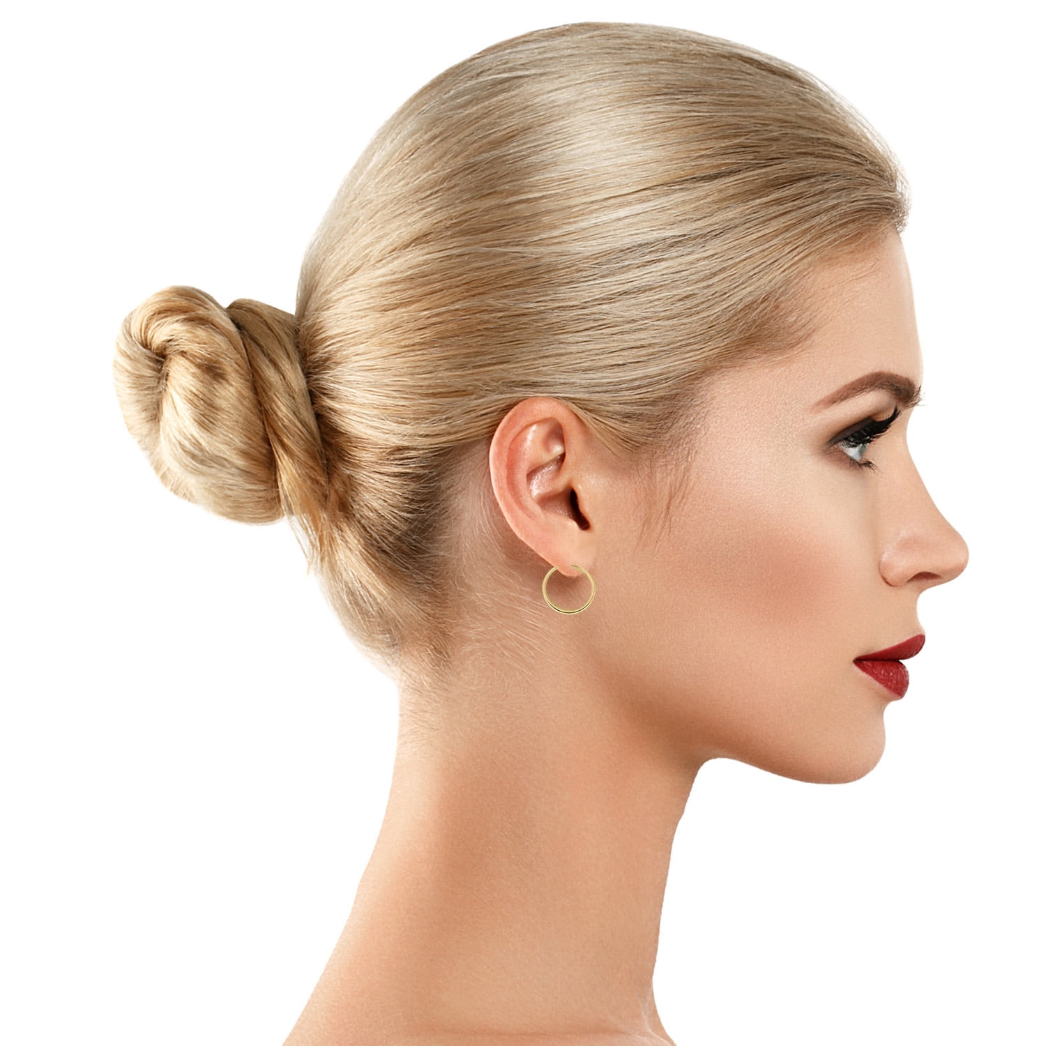 AVORA 14K Yellow Gold Endless Continuous Polished Hoop Earrings