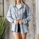 thumbnail image 4 of Pntutb moda mujer Casual bolsillos botón sólido borla diamantes de imitación manga larga tops chaqueta Denim abrigo Pntutb Pntutb-3246, 4 of 9