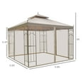 thumbnail image 4 of Outsunny 118" x 118" Steel Outdoor Patio Gazebo Canopy with Removable Mesh Curtains, Display Shelves, & Steel Frame, Brown, 4 of 5