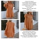 thumbnail image 5 of Vestido de otoño para mujer, manga larga acampanada, adorno de volantes, cuello levantado, adorno de volantes, vestido de color puro para mujer, naranja oscuro M, 5 of 6