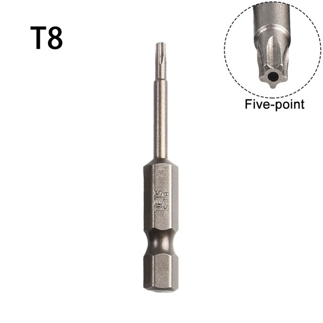 1Pc 50mm Torx Screwdriver Bit 1/4 Hex Shank Magnetic Five-Point Torx Screwdriver Bit with Hole T8-T40 Screw Driver Bit Hand Tool T8