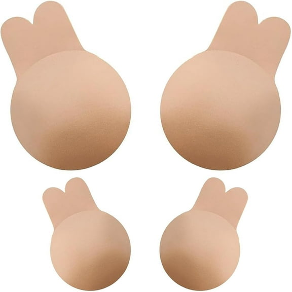 2 Pairs Breast Lift Sticky Bra, Silicone Nipple Covers with Lift Strapless Backless Bra for Women A-E Cup(S)