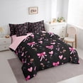 thumbnail image 2 of Erosebridal Black Pink Bow-tie Girls Twin Bedding Sets 7-Piece, Princess Cartoon Bedding Comforter Set, 2 of 7