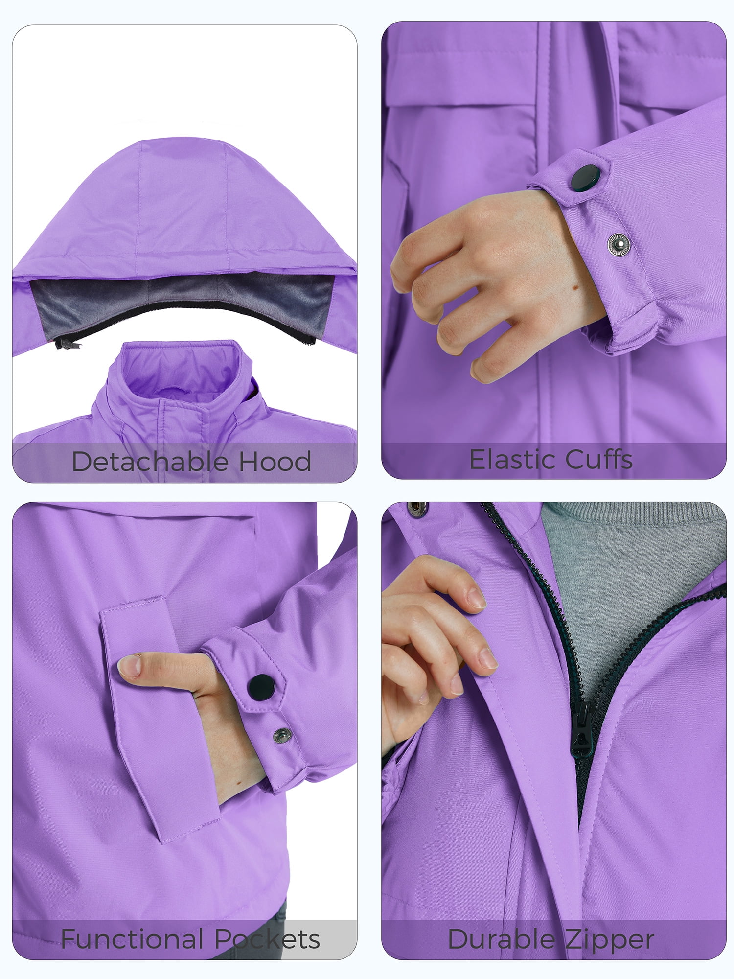 Waterproof Snow Coat Mountain Girl\'s Coat Hooded Purple Rain Ski Jacket ZSHOW 14/16