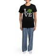thumbnail image 4 of CafePress - Love_Shamrock_White Pajamas - Women's Short Sleeve Print T-Shirt and Pants Dark Cotton Pajama Set, 4 of 7