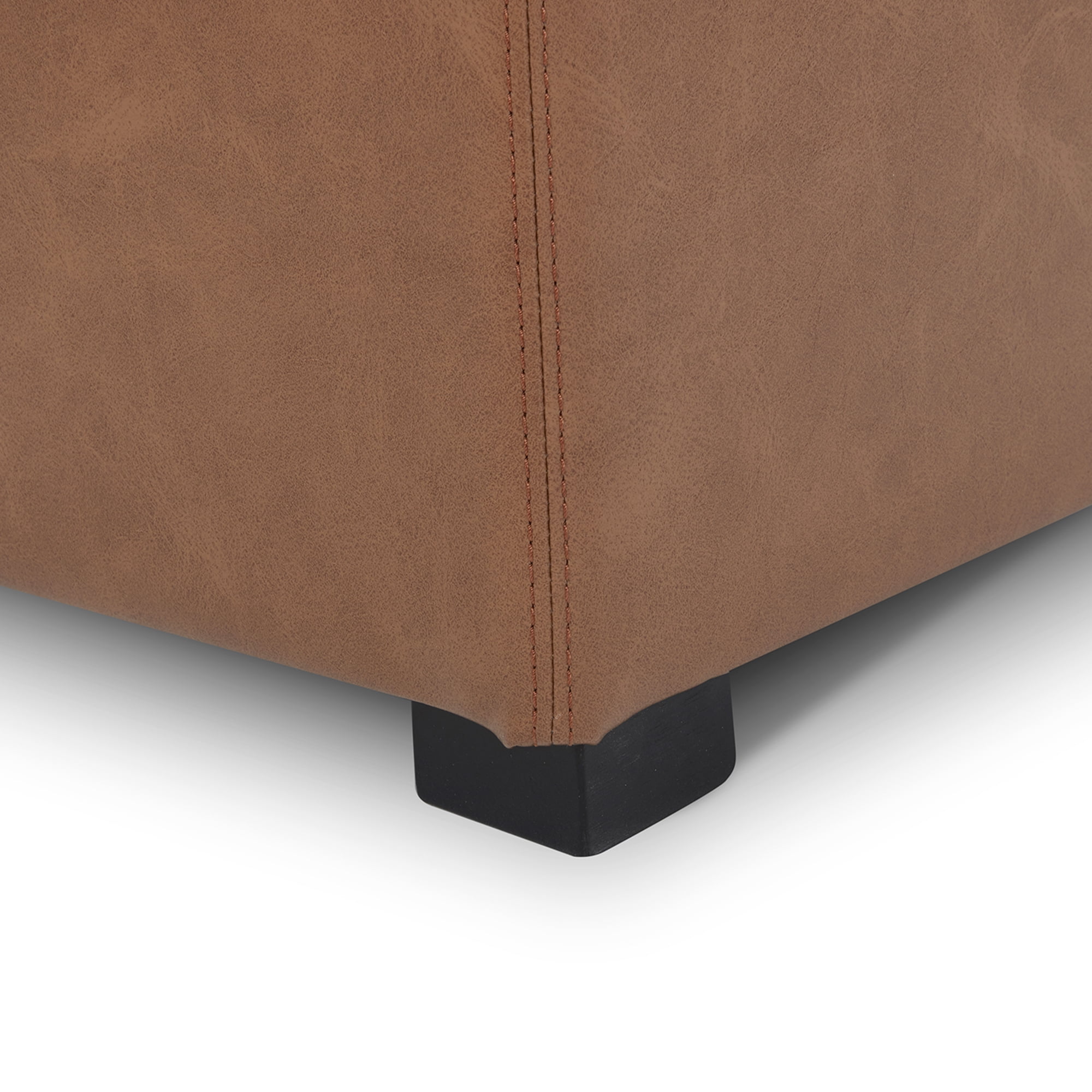 CHITA Faux Leather Storage Stool Ottoman, Foot Rest Stool Seat, Saddle Brown