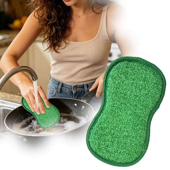 2Pcs Multipurpose Kitchen Scrub Sponges, New Reusable Microfiber Sponge, Non Scratch Scrub Sponge