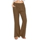 thumbnail image 1 of Pantalones de lino acampanados de cintura alta para mujer - Poliéster, corte holgado, informal de verano, 1 of 5
