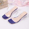 thumbnail image 6 of Qingpeng Womens Transparent Open Toe Sandals Chunky Heel One Line Toe Strap Summer Fashion Clear Shoes Club Party Daily Casual Footwear, 6 of 9