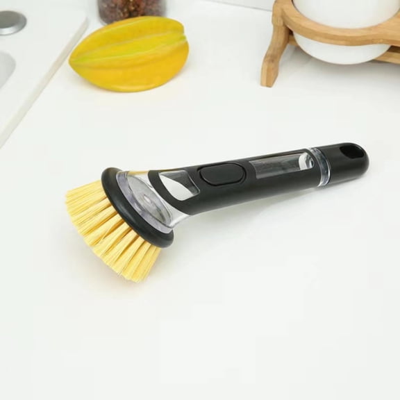 Dish Brush with Soap Dispenser Long Handle Dishwashing Scrubber Replaceable Head Kitchen