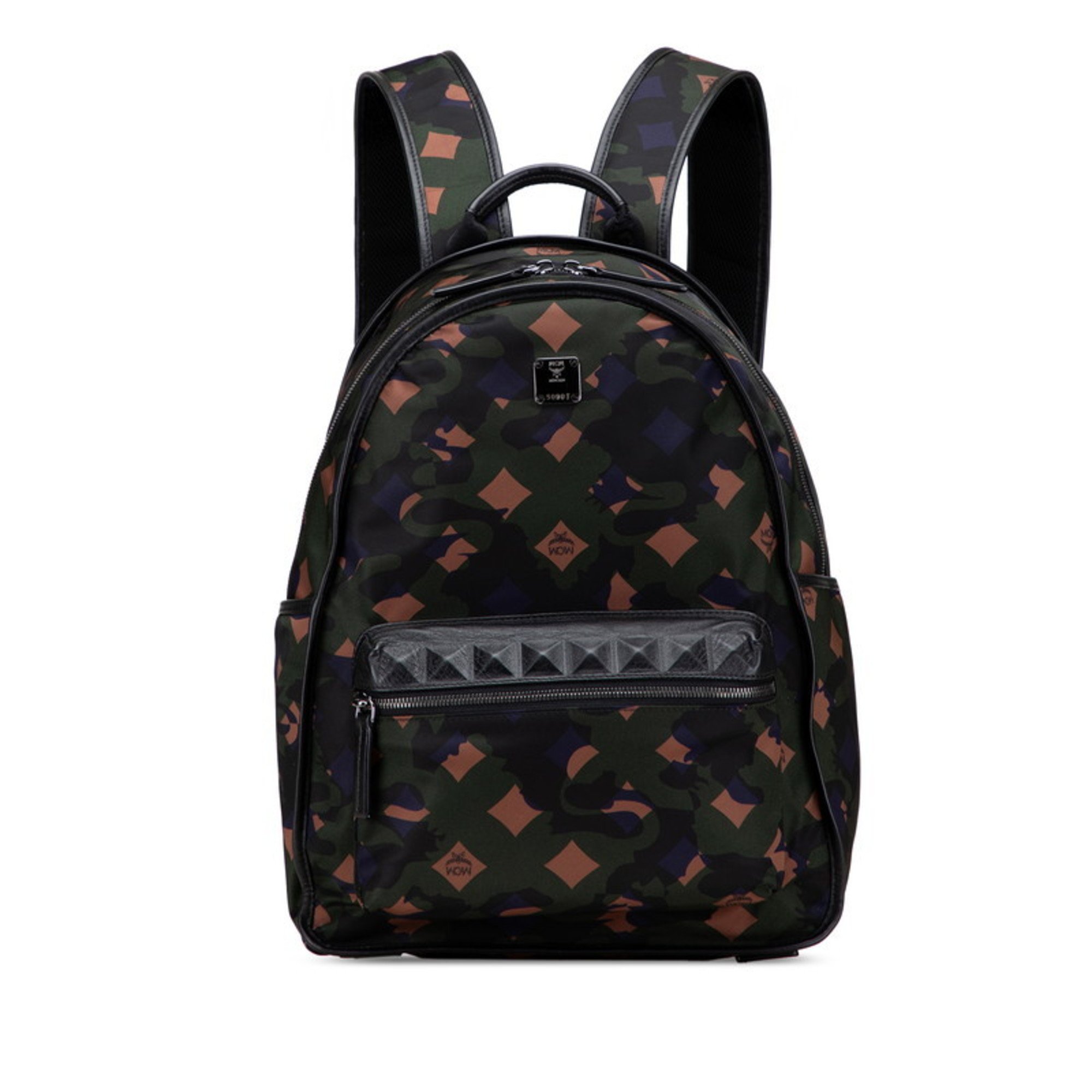 MCM Monogram Dieter Nylon Black Backpack MCM Nylon Monogram Studded Stark Medium Backpack Black  main image 2
