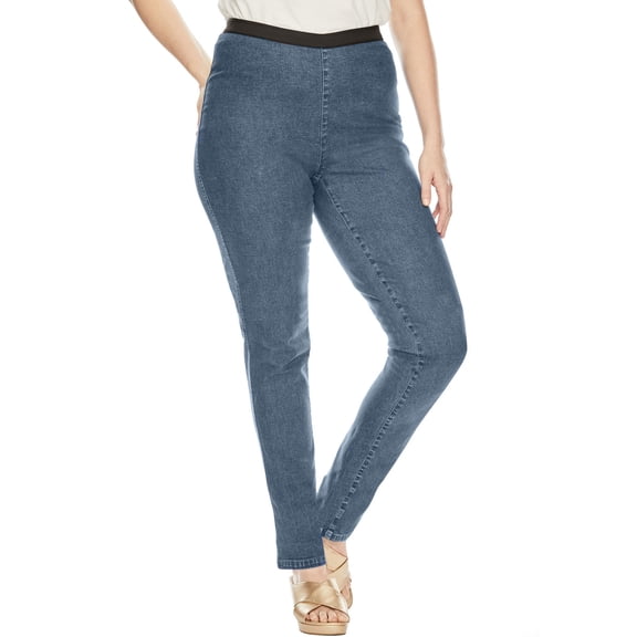 Jessica London Women's Plus Size Petite Stretch Denim Straight-Leg Jegging