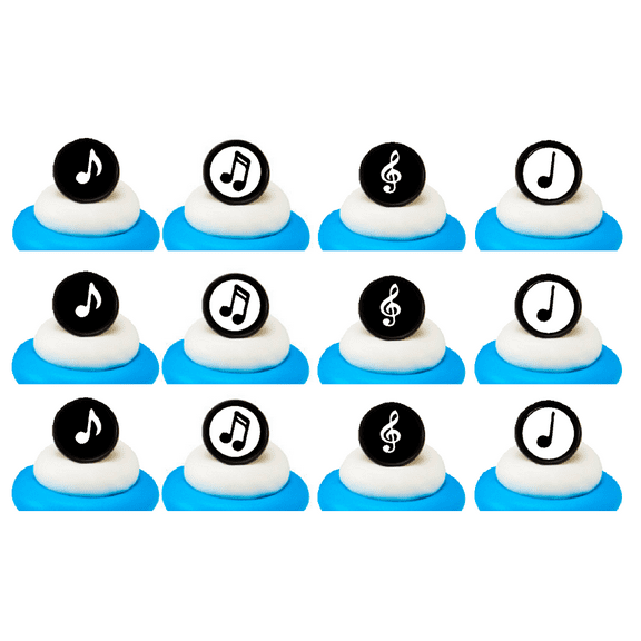 Music Notes Easy Toppers Cupcake Decoration Rings -24pk