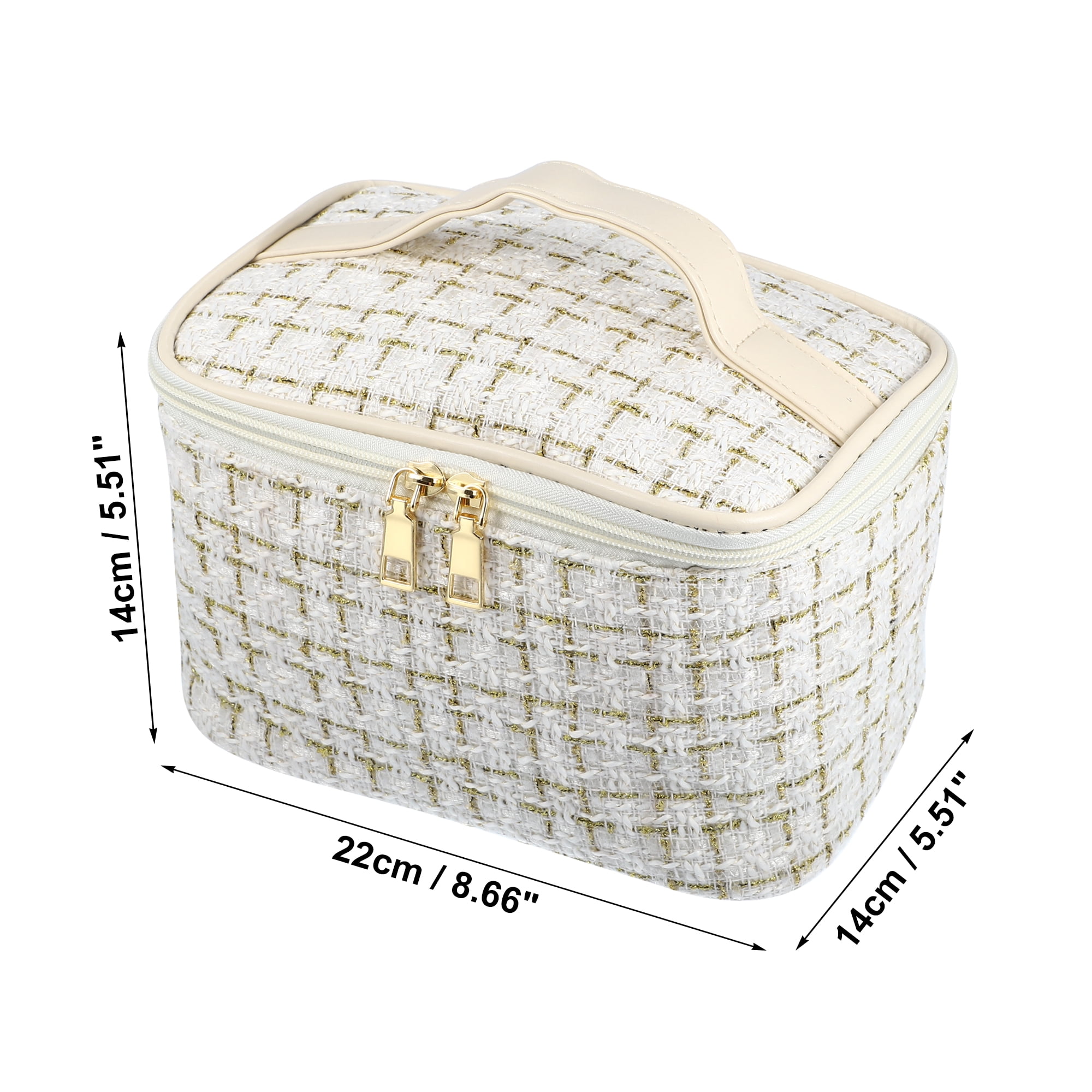 Unique Bargains Floral Makeup Bag Zipper Flower Cosmetic Pouch White