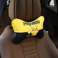 thumbnail image 4 of Almohada para reposacabezas de coche con dibujos animados de Pikachu, bonita almohada lumbar de cuero con espuma viscoelástica para el cuello, decoración para el coche, 4 of 5