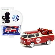PACK OF 2 - "1968 Volkswagen Type 2 Double Cab Pickup Truck Red and Cream America's First Motorcycle Company"" and 1920 Indian Scout Motorcycle Red "" Series 13 1/64 Diecast Model Car""