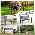 thumbnail image 6 of WLLJOY Metal Outdoor Bench, 47in Patio Garden Benches with National Flag Pattern Backrest for Backyard, Lawn, Deck, Porch, Park, Black, 6 of 10