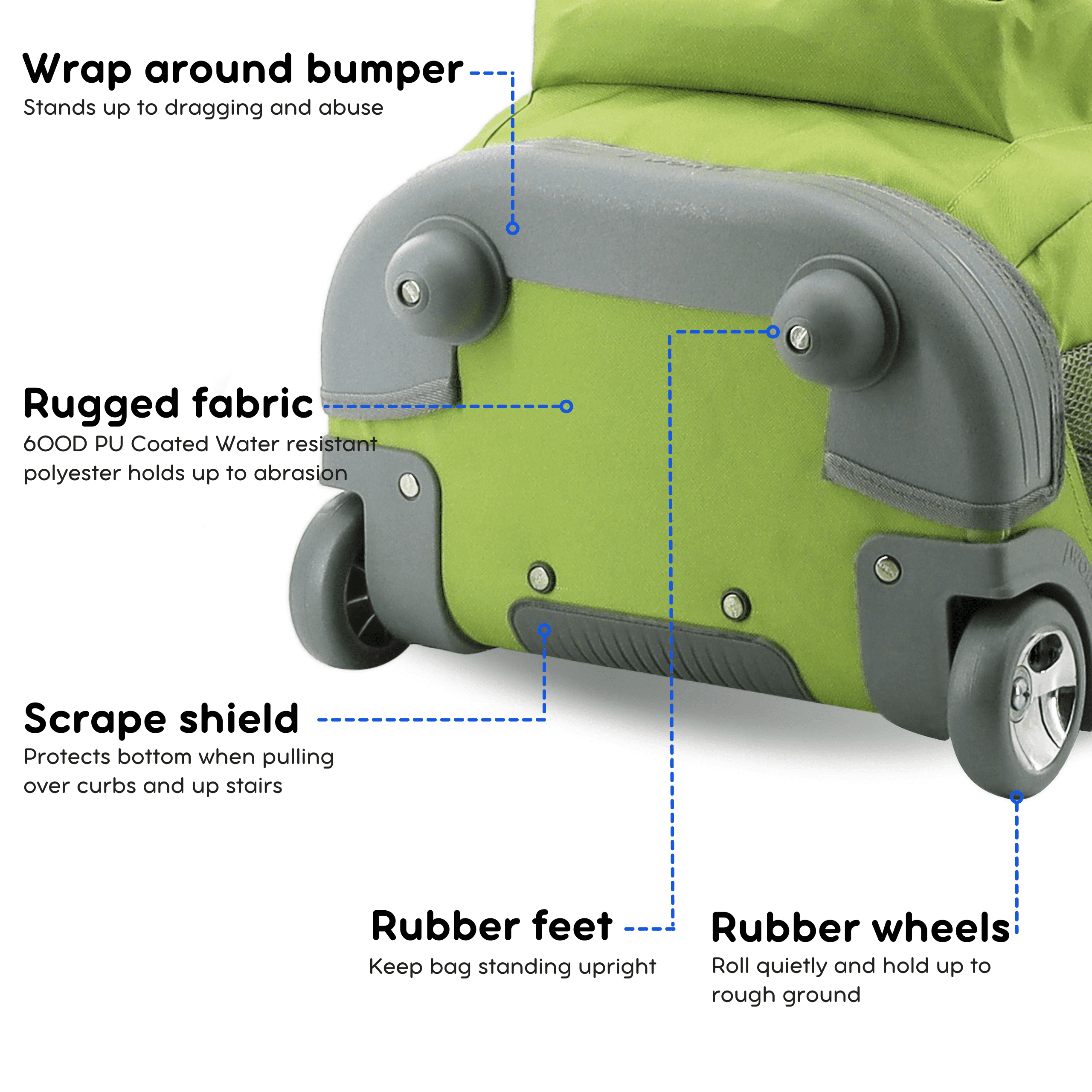 J World Unisex Sundance 20" Rolling Backpack with Laptop Sleeve for School and Travel, Celery