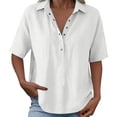 thumbnail image 6 of Womens Tops Short Sleeve Shirts Buttons V Neck Fashion Summer Outfits Plus Size Blouses Trendy Tee Shirts 2026 Vacation Fashion Clothes, 6 of 7