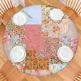 thumbnail image 2 of Pioneer Flower Floral Print Pattern Round Fitted Tablecloth with Elastic Edge,Dining Table Cover Waterproof,Outdoor Round Tablecloth for Camping,Dining,Indoor and Outdoor, 2 of 7